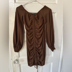 PLT brown ruched dress
